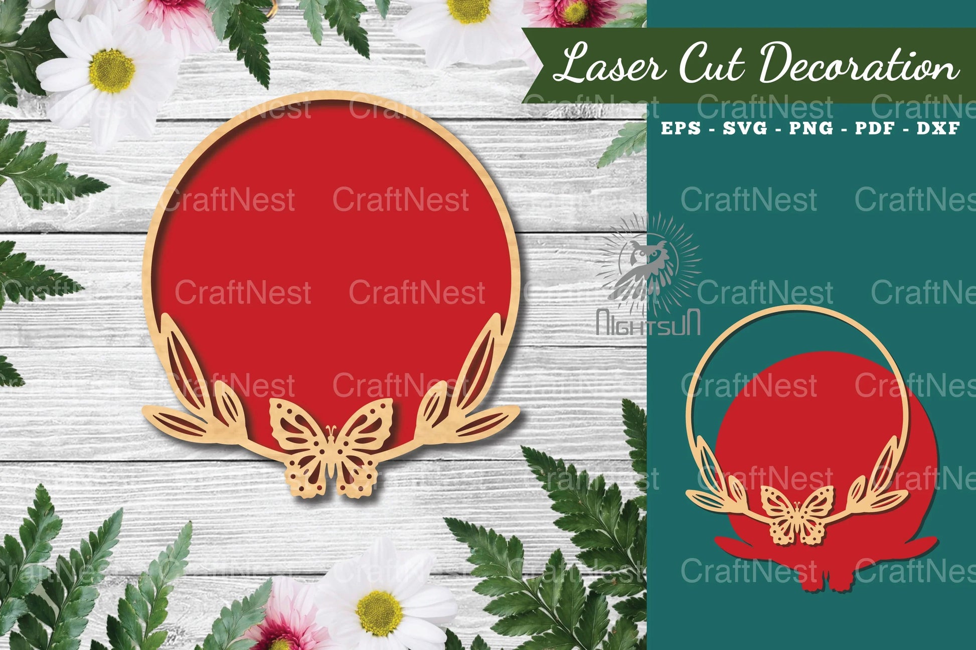 Butterfly Round Laser Cut Sign Clipart Bundle - CraftNest - Digital Crafting and Art