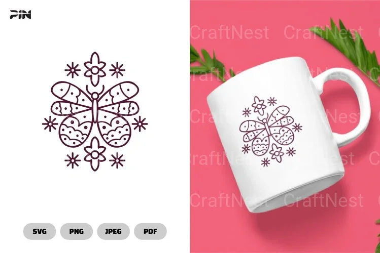 Butterfly Scandinavian Doodle Clipart Bundle - CraftNest - Digital Crafting and Art