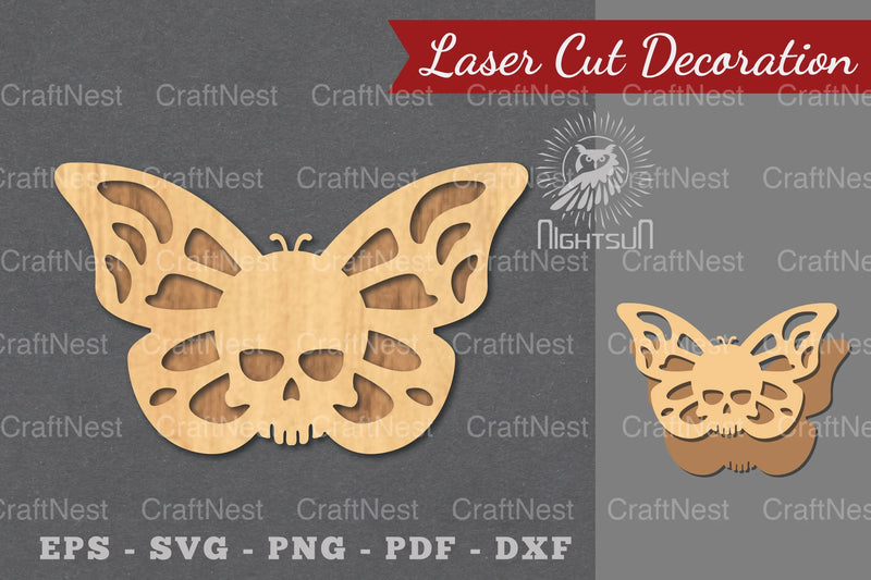 Butterfly Skull Laser Cut Decoration Clipart Bundle - CraftNest - Digital Crafting and Art