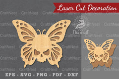 Butterfly Skull Laser Cut Decoration Clipart Bundle - CraftNest - Digital Crafting and Art
