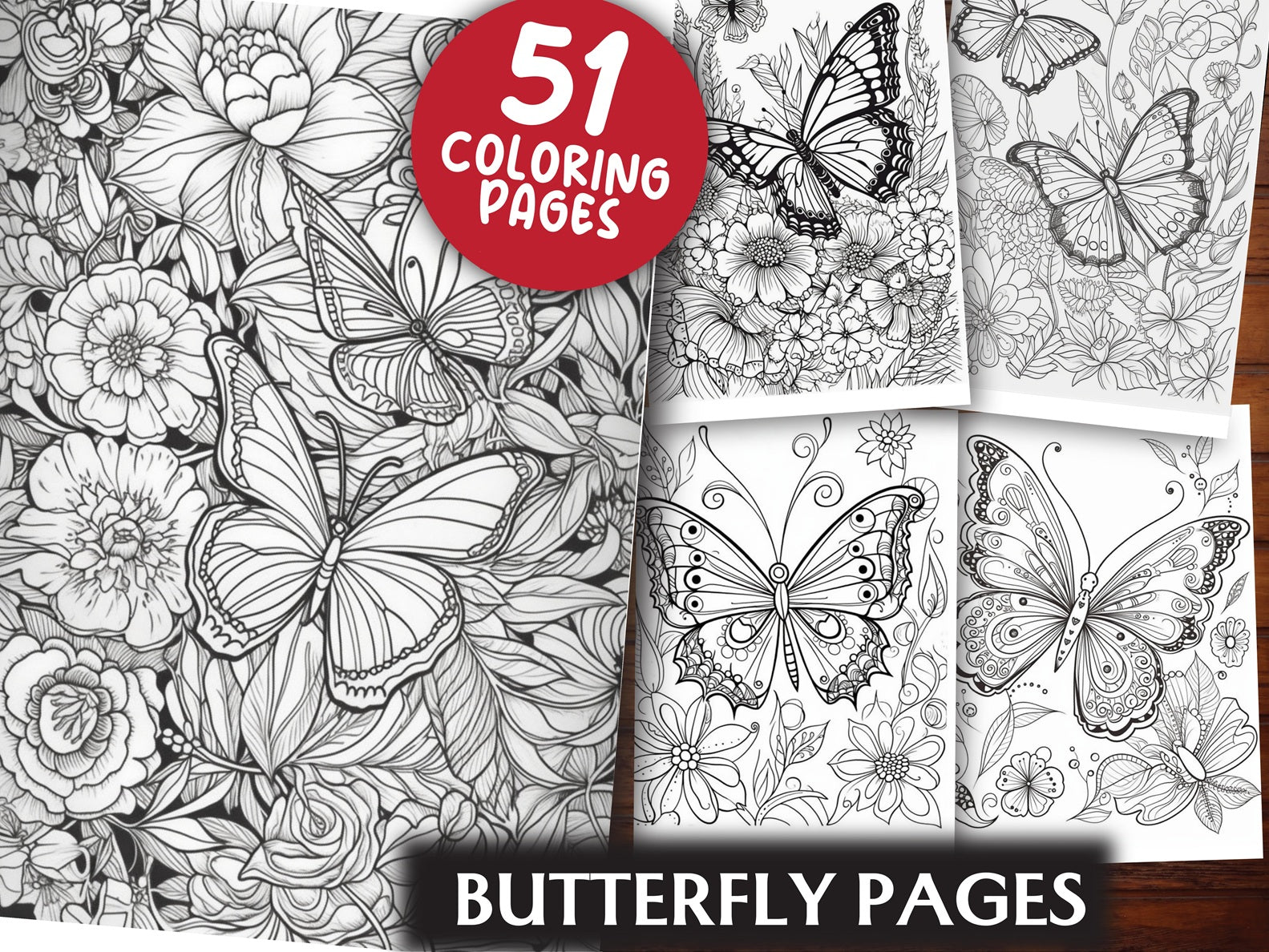 50 Butterfly Pages Coloring Book - CraftNest - Digital Crafting and Art