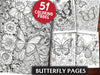 50 Butterfly Pages Coloring Book