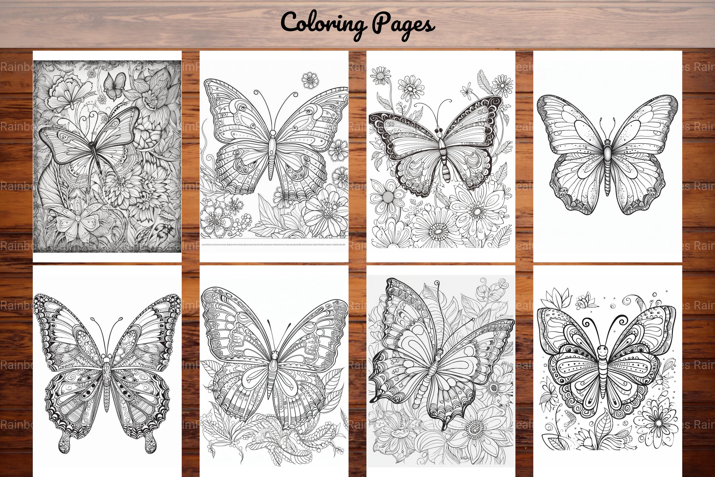 50 Butterfly Pages Coloring Book - CraftNest - Digital Crafting and Art