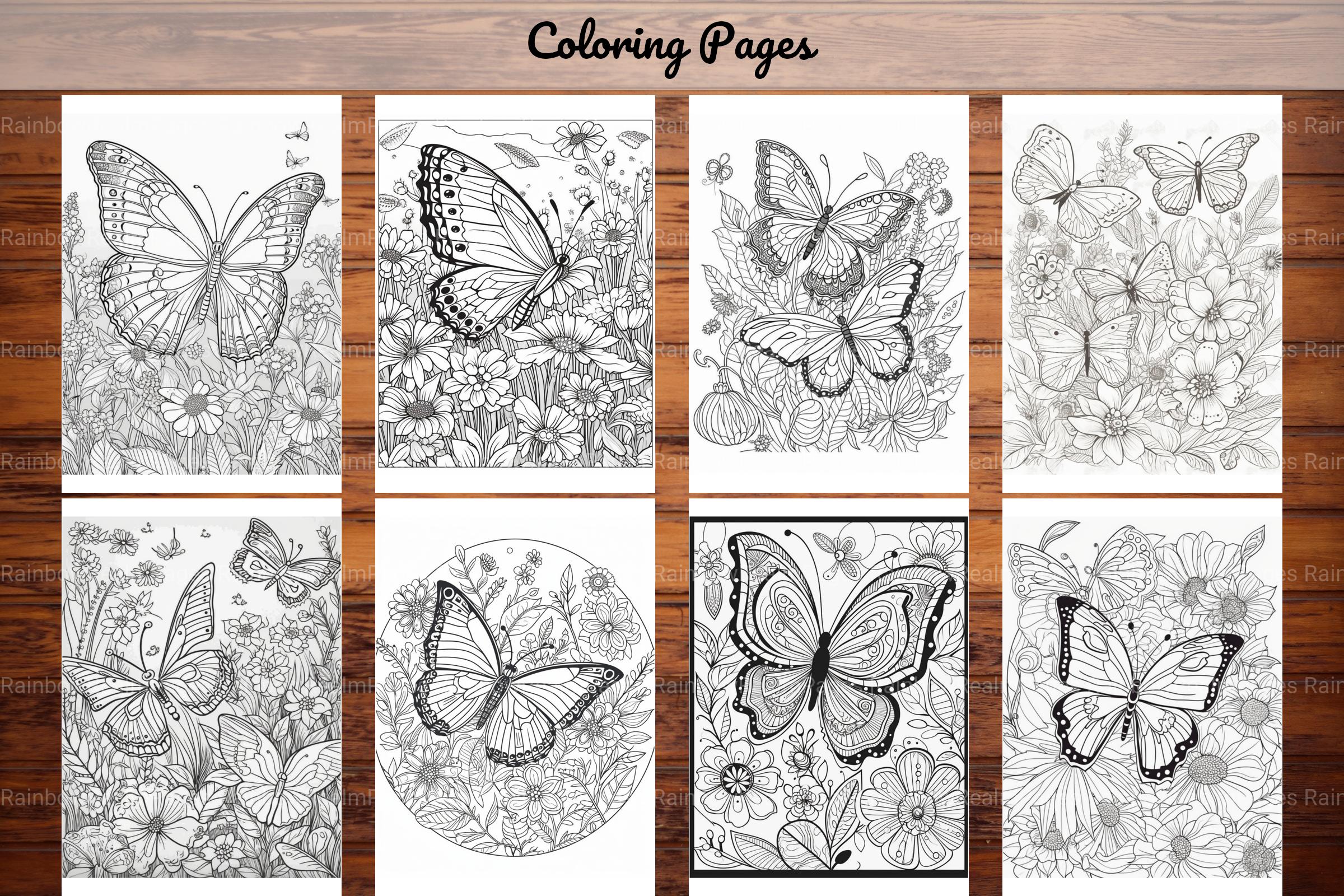 50 Butterfly Pages Coloring Book - CraftNest - Digital Crafting and Art