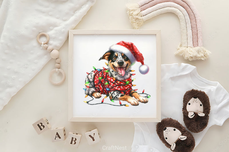 Dog Wrapped In Christmas Lights Clipart Bundle - CraftNest - Digital Crafting and Art