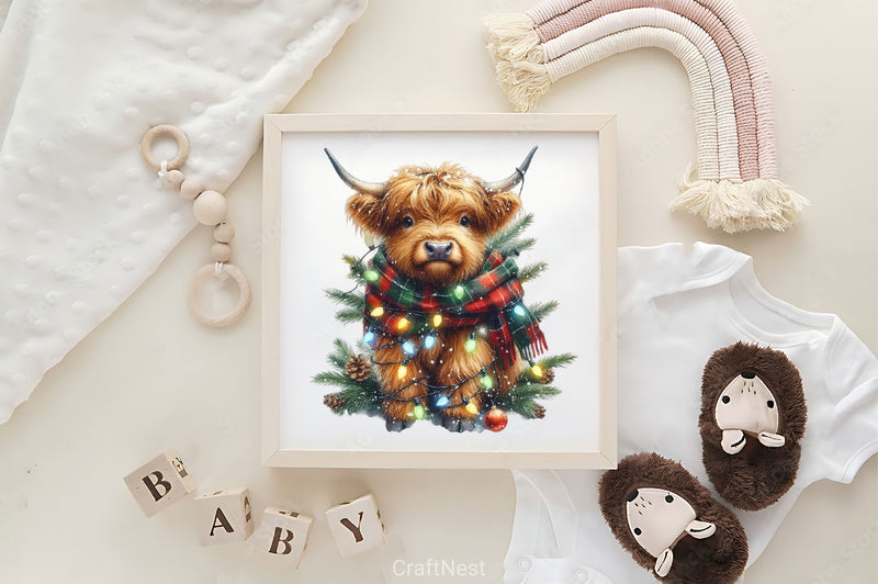 Christmas Highland Cow Clipart Bundle 12 - CraftNest - Digital Crafting and Art