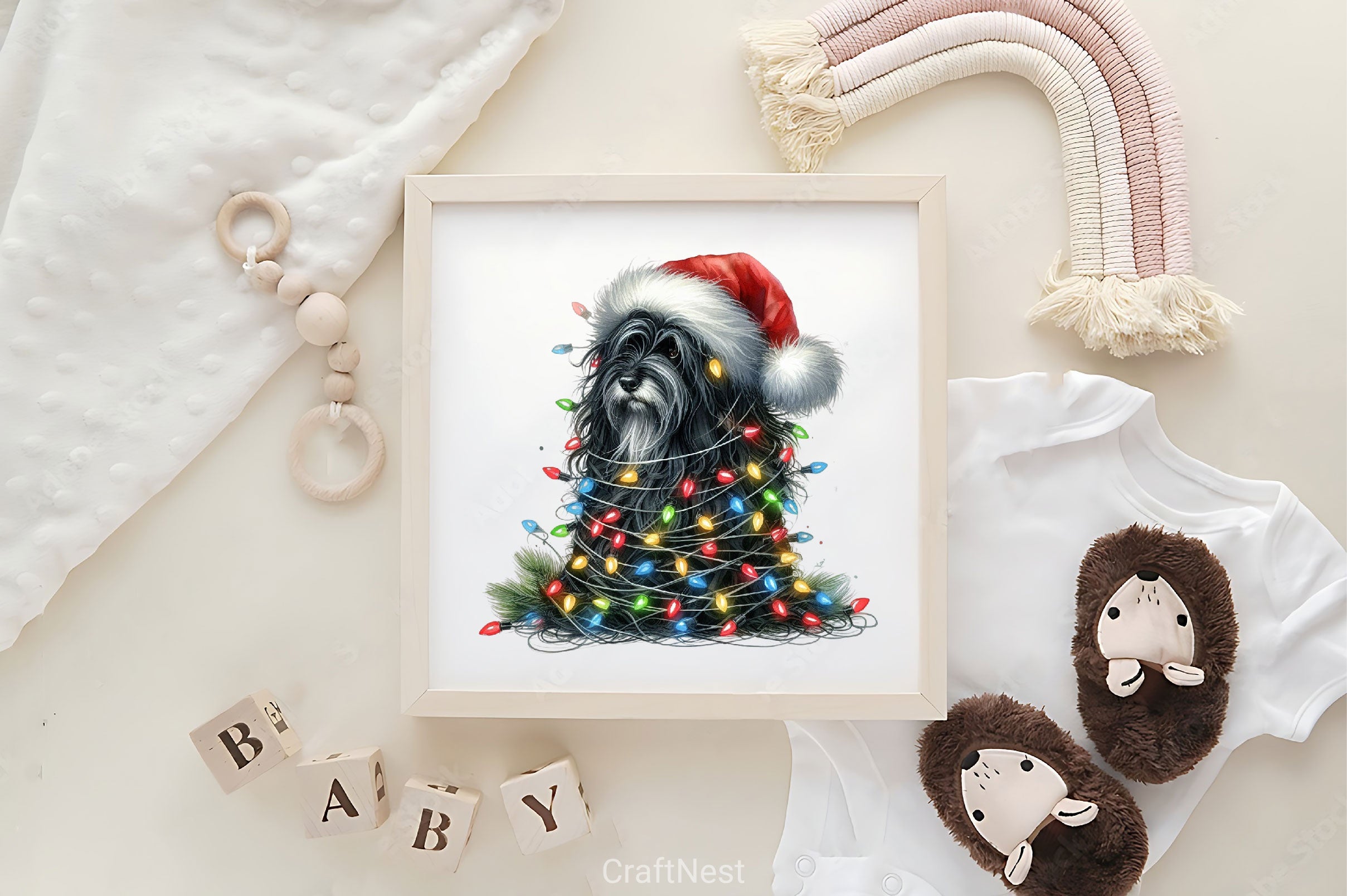 Dog Wrapped In Christmas Lights Clipart Bundle 2 - CraftNest - Digital Crafting and Art