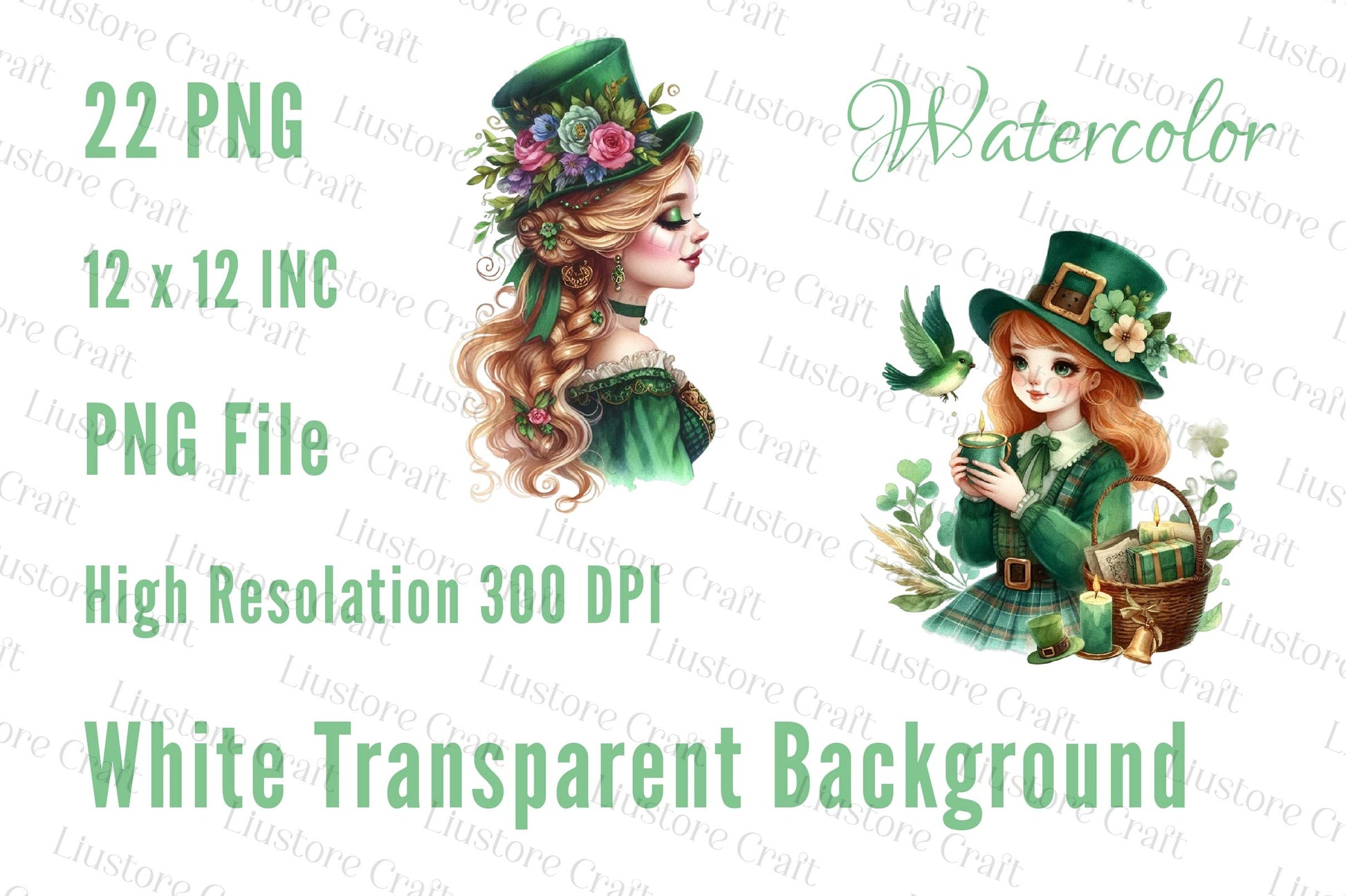 Cute Irish Girl St Patricks Day Clipart Bundle - CraftNest - Digital Crafting and Art
