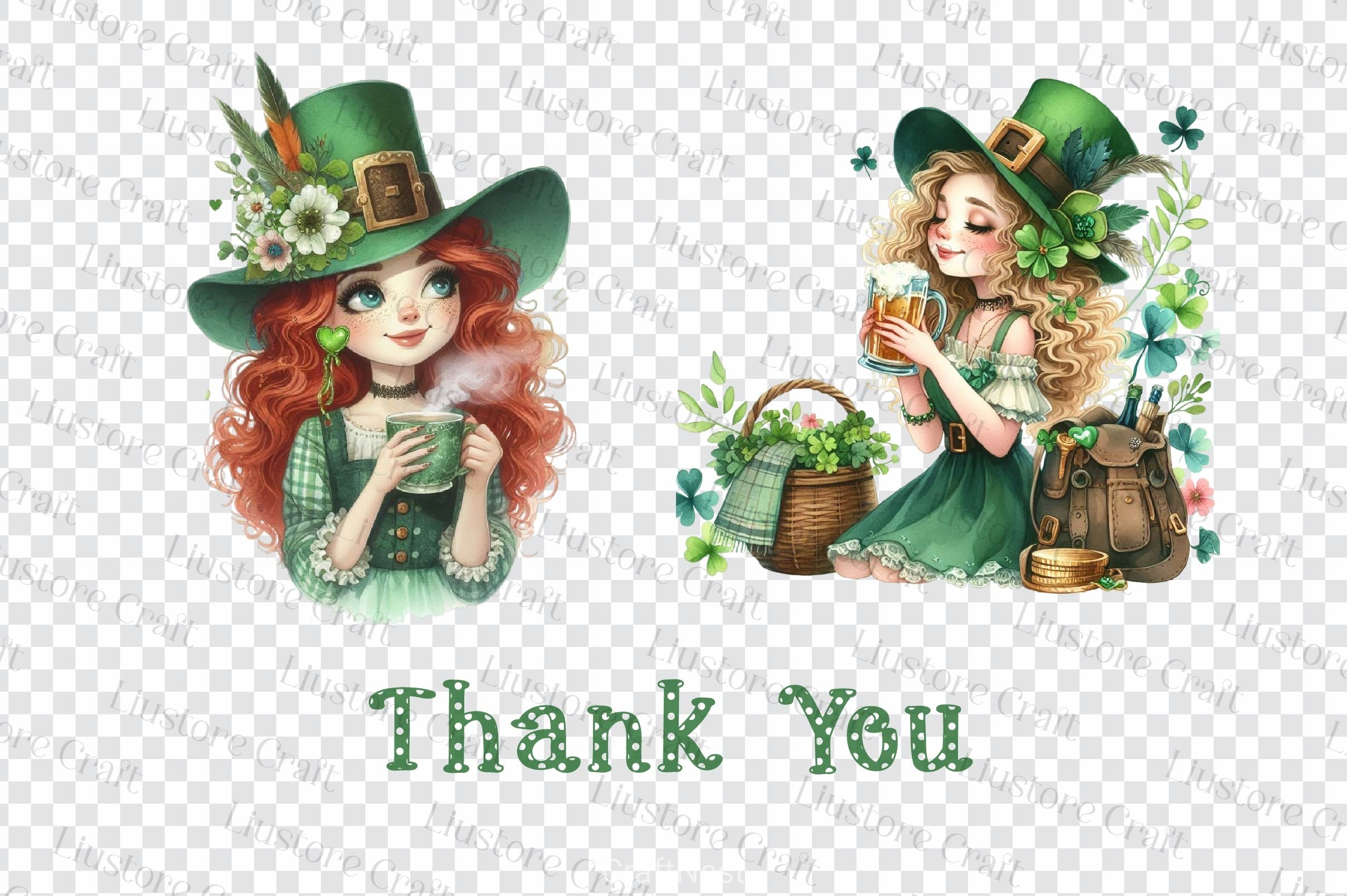 Cute Irish Girl St Patricks Day Clipart Bundle - CraftNest - Digital Crafting and Art