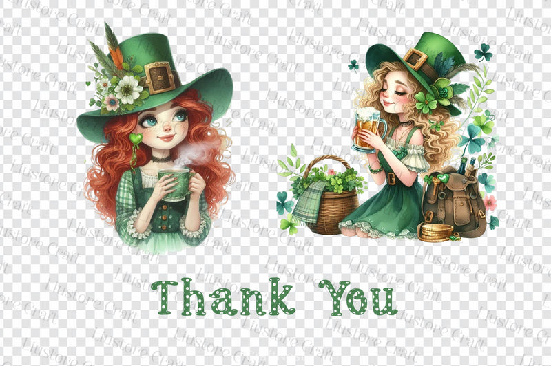 Cute Irish Girl St Patricks Day Clipart Bundle - CraftNest - Digital Crafting and Art