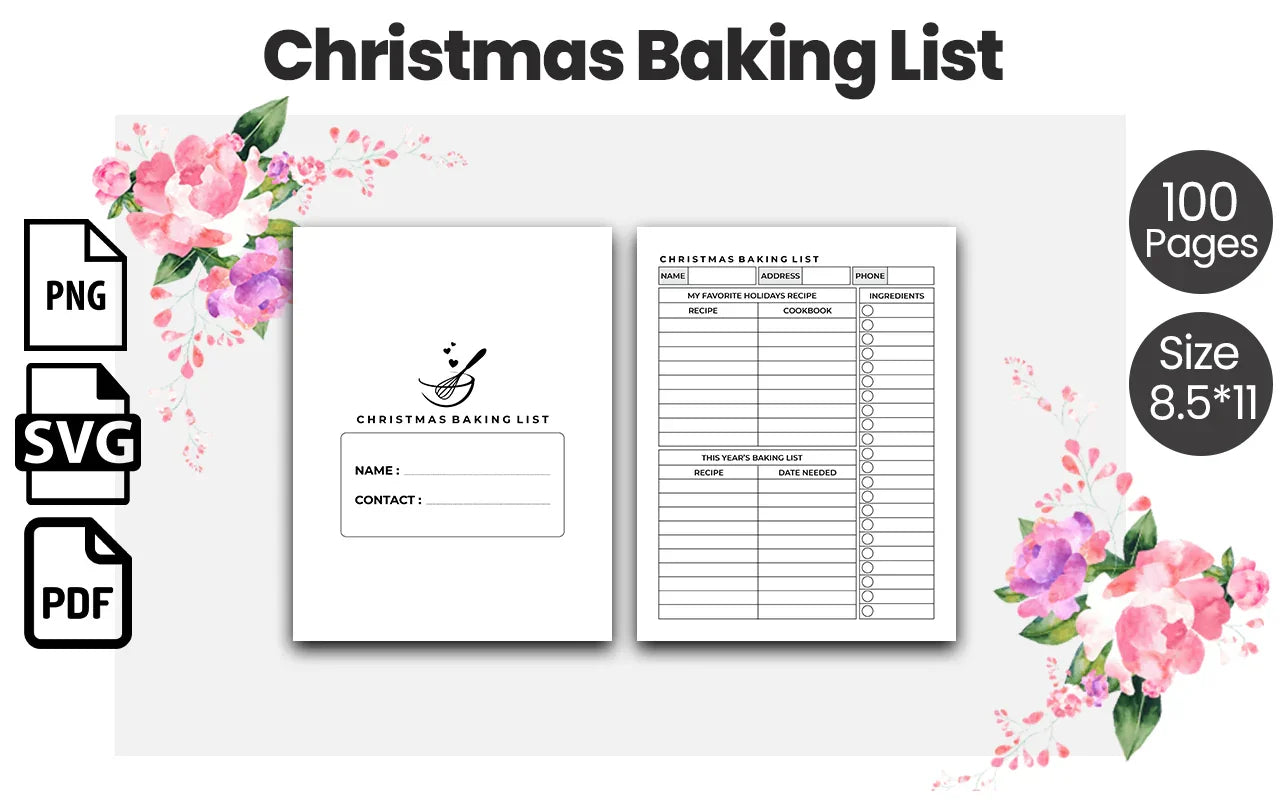 Christmas Baking List Planner