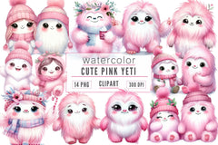 Pink Cute Couple Yeti Clipart Bundle - CraftNest - Digital Crafting and Art