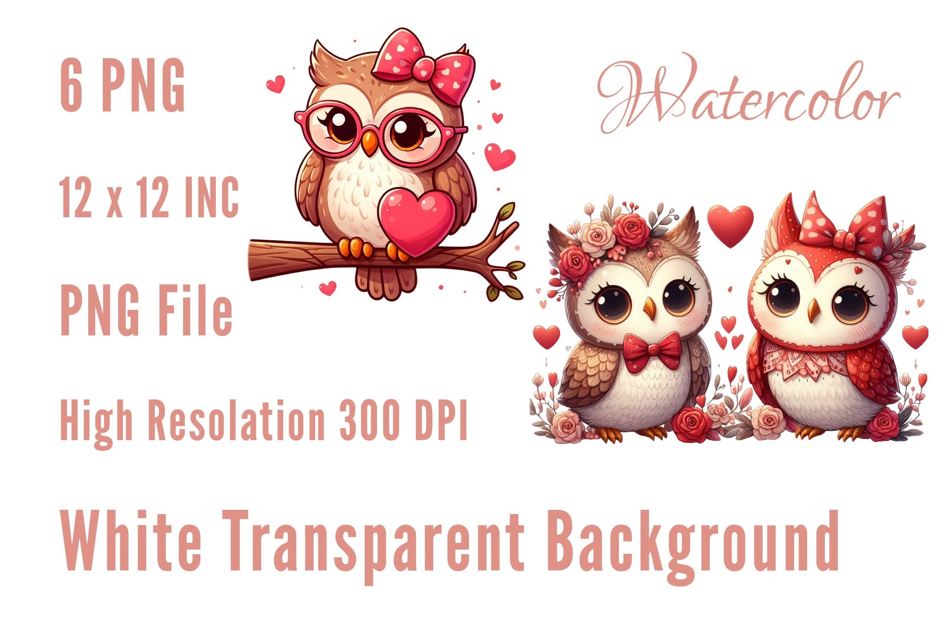 Valentine Cute Owl Clipart Bundle - CraftNest - Digital Crafting and Art
