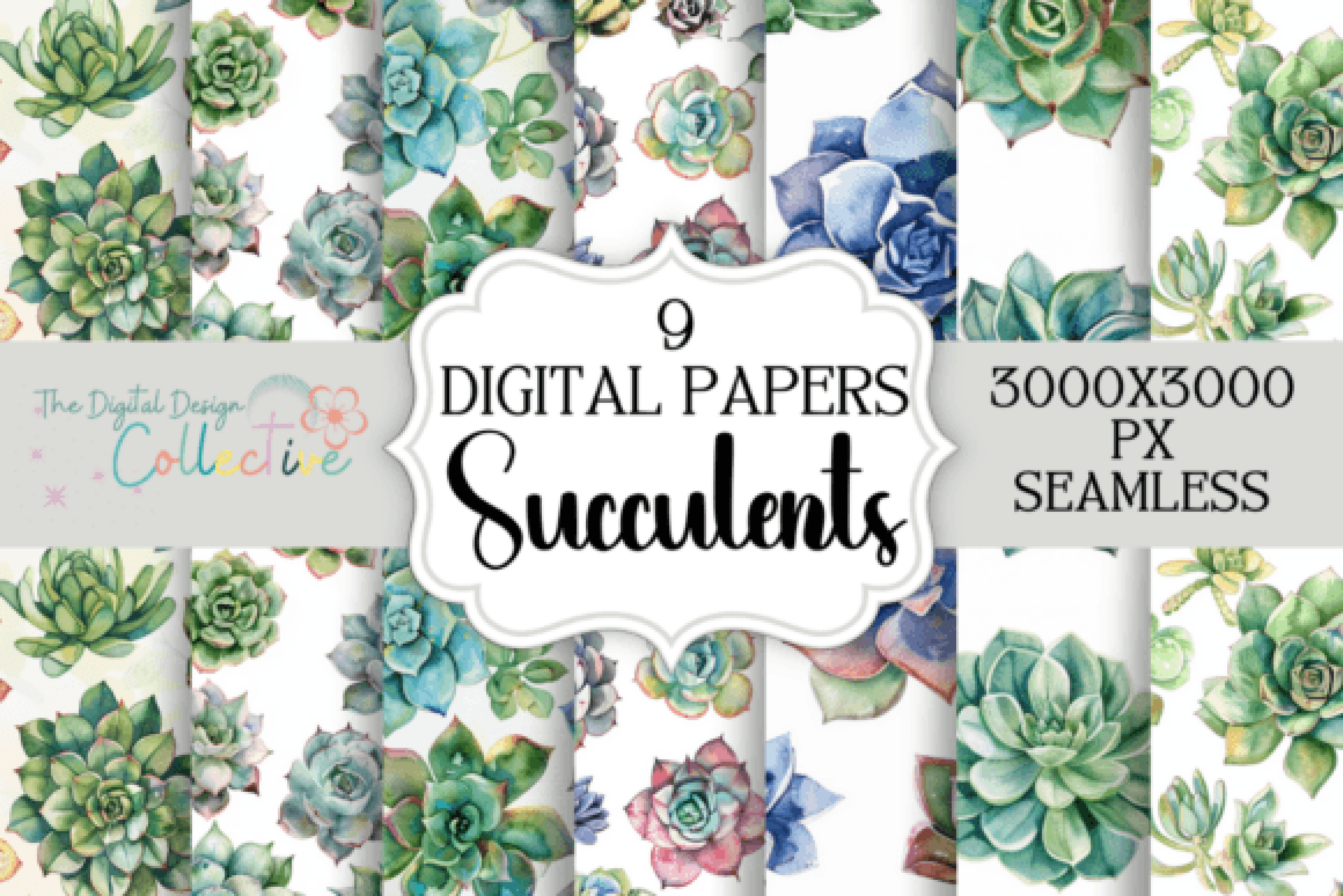 Cacti and Succulents Seamless Digital Paper