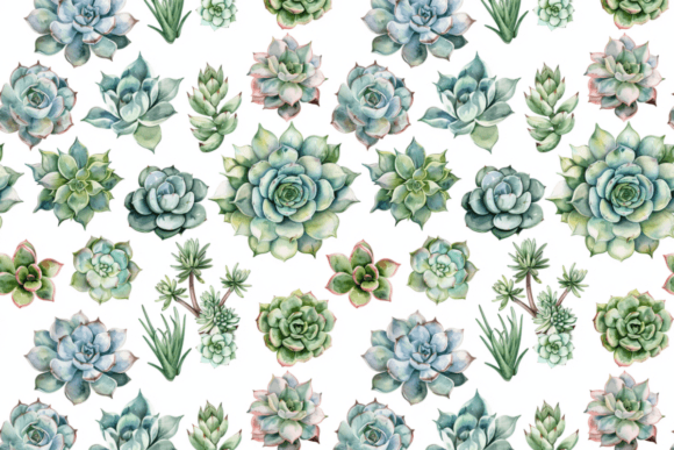 Cacti and Succulents Seamless Digital Paper