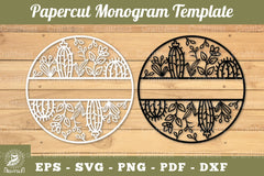 Cactus Papercut Monogram SVG Bundle - CraftNest - Digital Crafting and Art
