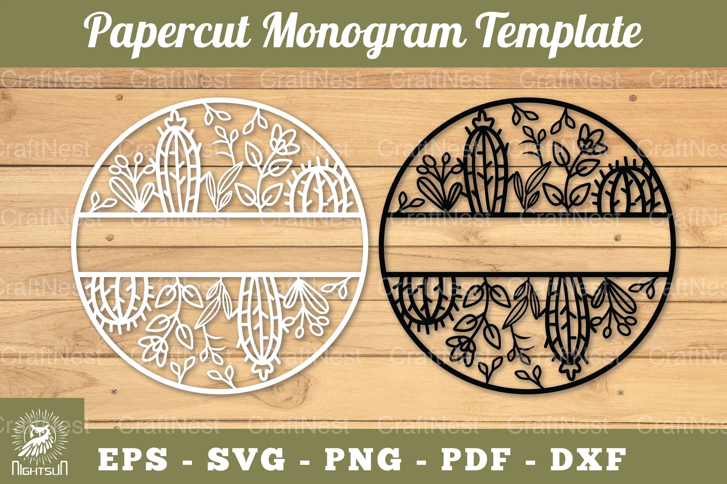 Cactus Papercut Monogram SVG Bundle - CraftNest - Digital Crafting and Art