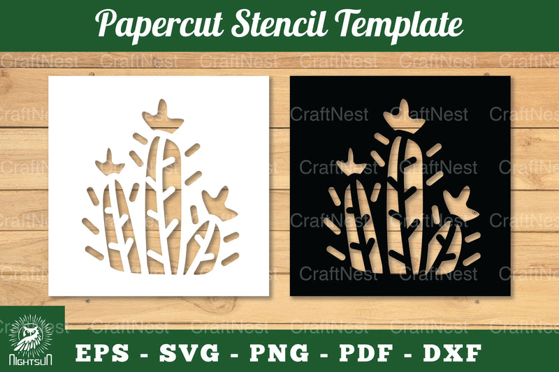 Cactus Papercut Stencil Clipart Bundle - CraftNest - Digital Crafting and Art