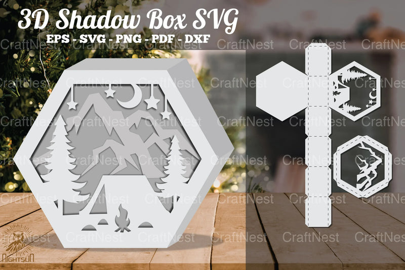 Camper in Forest 3D Shadow Box SVG Bundle - CraftNest - Digital Crafting and Art