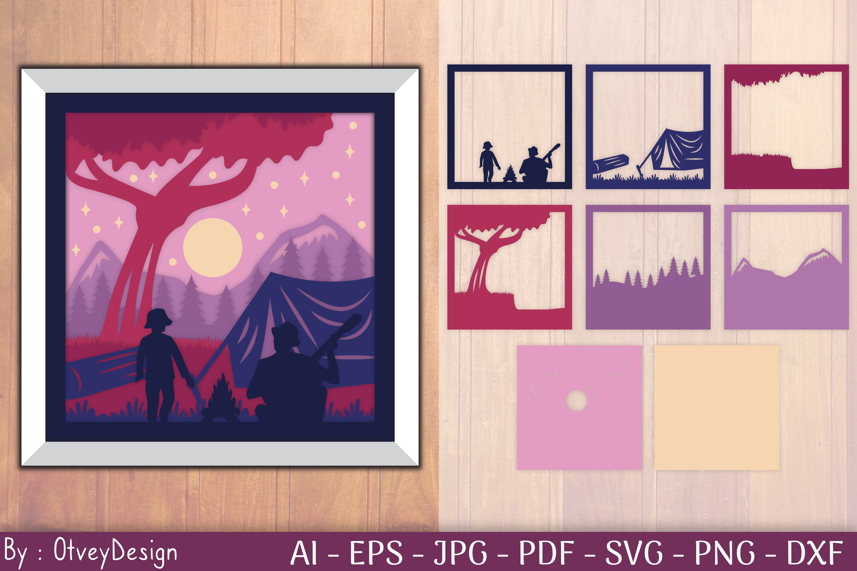 Camping Tent Shadow Box SVG Bundle