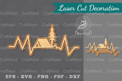 Camping Heartbeat Laser Cut Decoration Clipart Bundle - CraftNest - Digital Crafting and Art