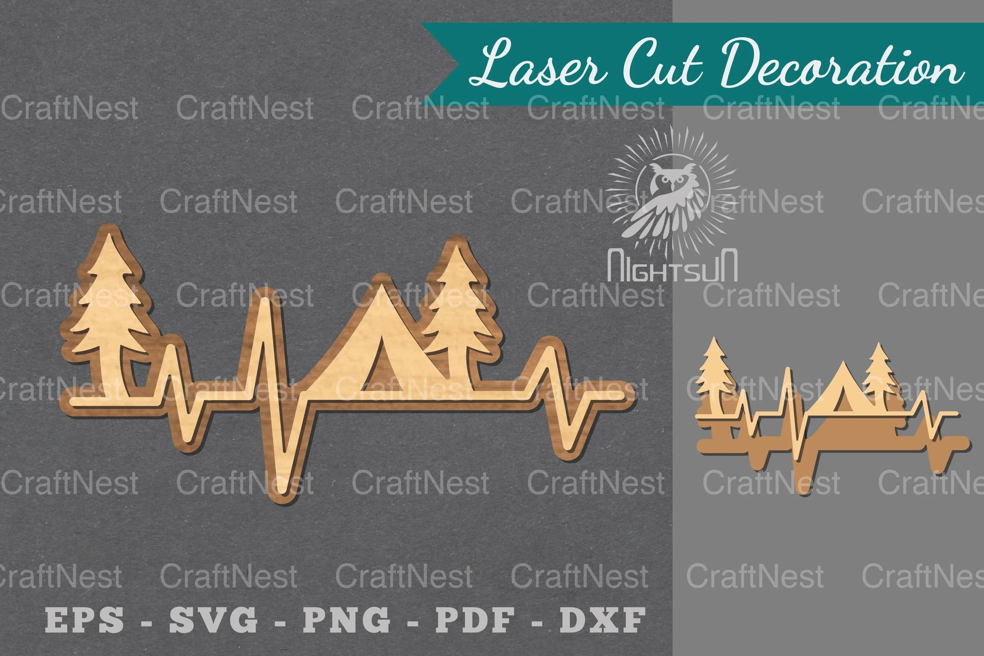 Camping Heartbeat Laser Cut Decoration Clipart Bundle - CraftNest - Digital Crafting and Art