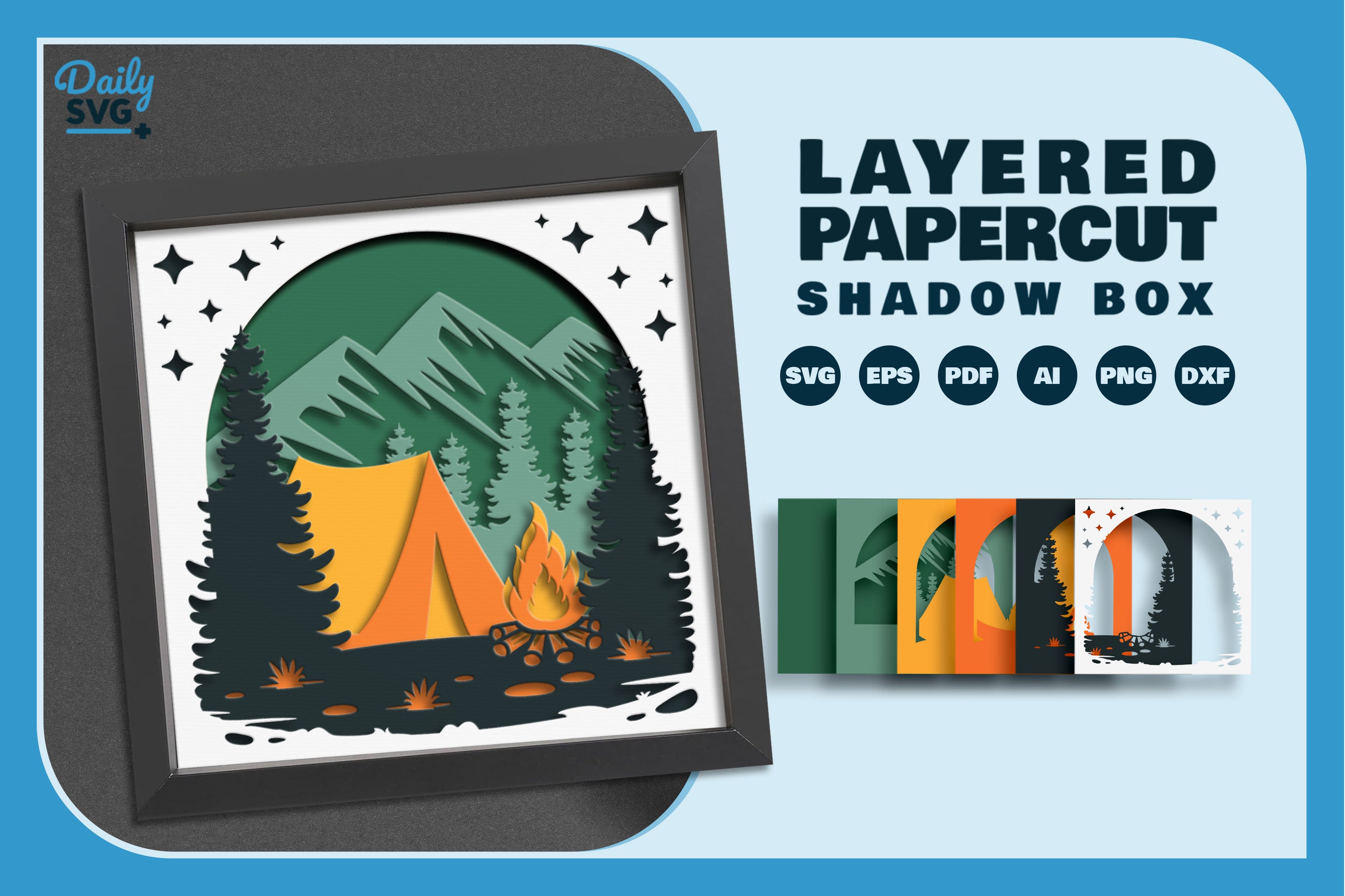 Camping Papercut SVG Bundle for Crafting