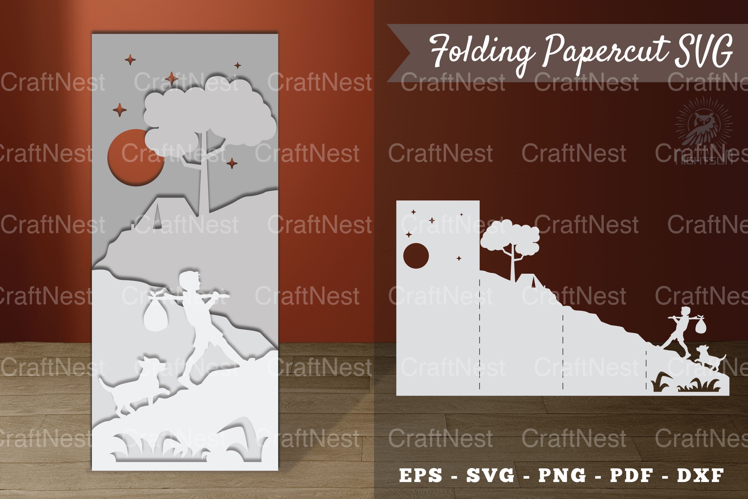 Camping With Dogs in the Woods Papercut SVG Bundle - CraftNest - Digital Crafting and Art