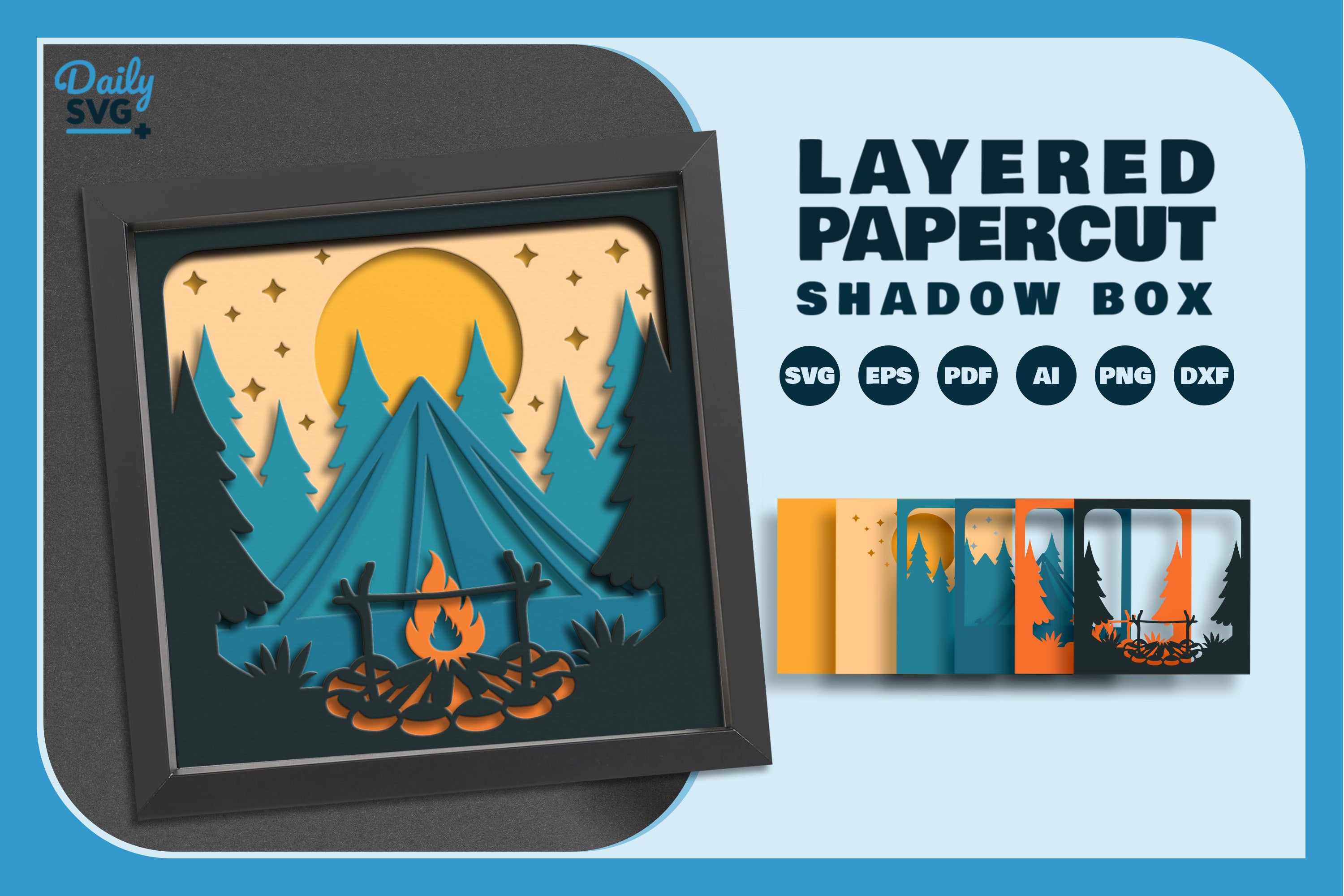 Camping in Nature Papercut SVG Bundle