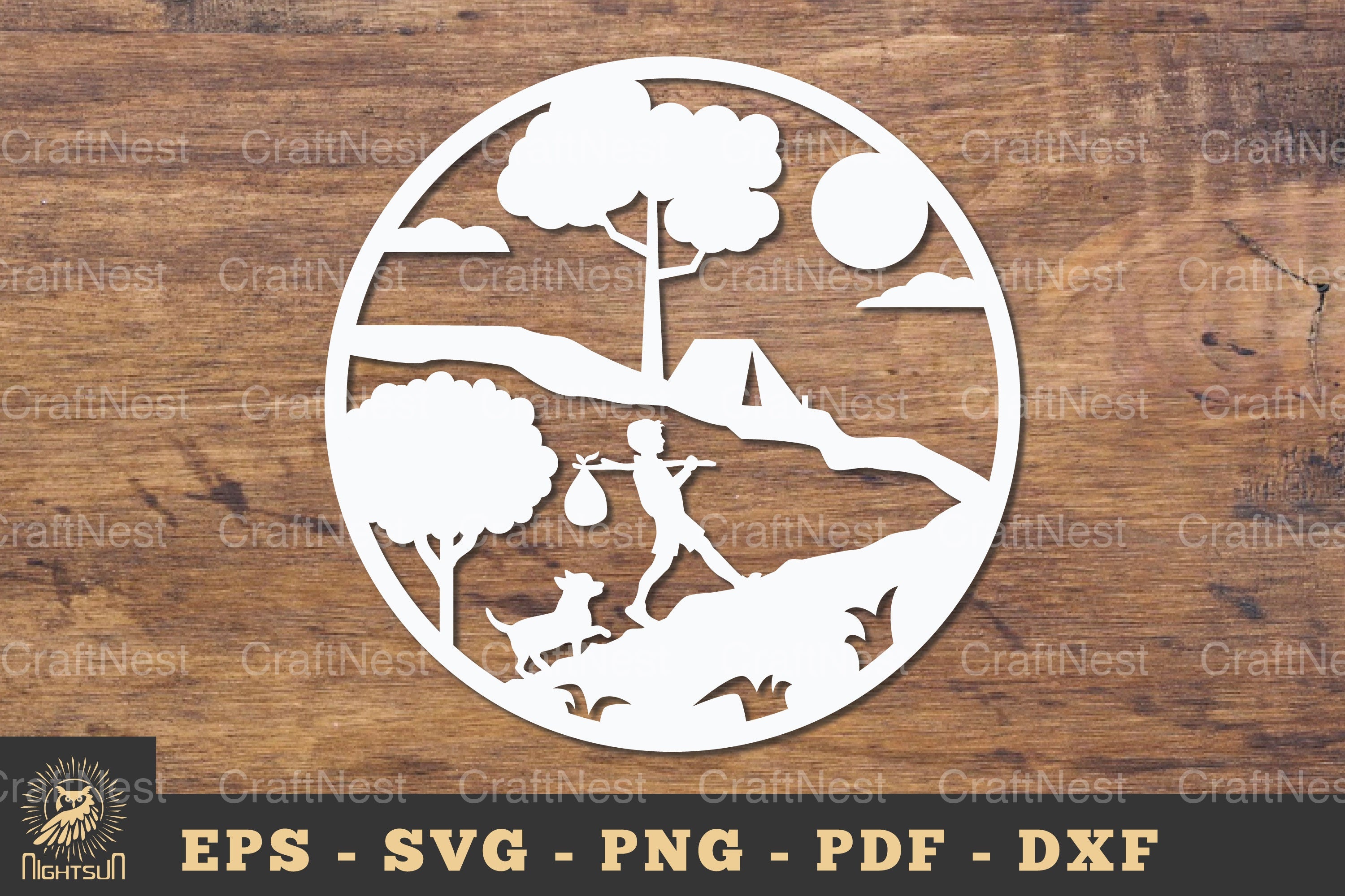 Camping with Dogs in the Forest Papercut SVG Bundle - CraftNest - Digital Crafting and Art