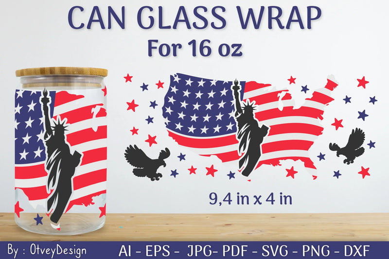 Patriotic 16 oz Can Glass Warp SVG Bundle - CraftNest - Digital Crafting and Art