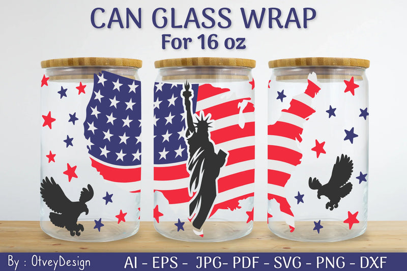 Patriotic 16 oz Can Glass Warp SVG Bundle - CraftNest - Digital Crafting and Art