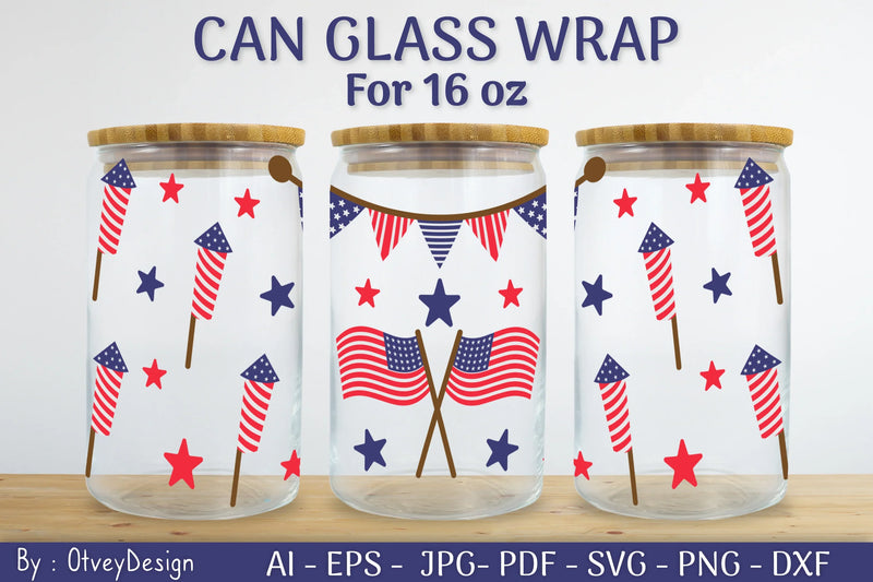 Patriotic 16 oz Can Glass Warp SVG Bundle - CraftNest - Digital Crafting and Art