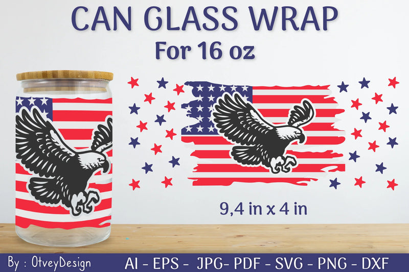 Patriotic 16 oz Can Glass SVG Bundle - CraftNest - Digital Crafting and Art