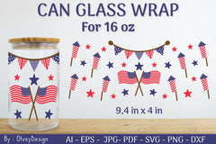 Patriotic 16 oz Can Glass Warp SVG Bundle - CraftNest - Digital Crafting and Art