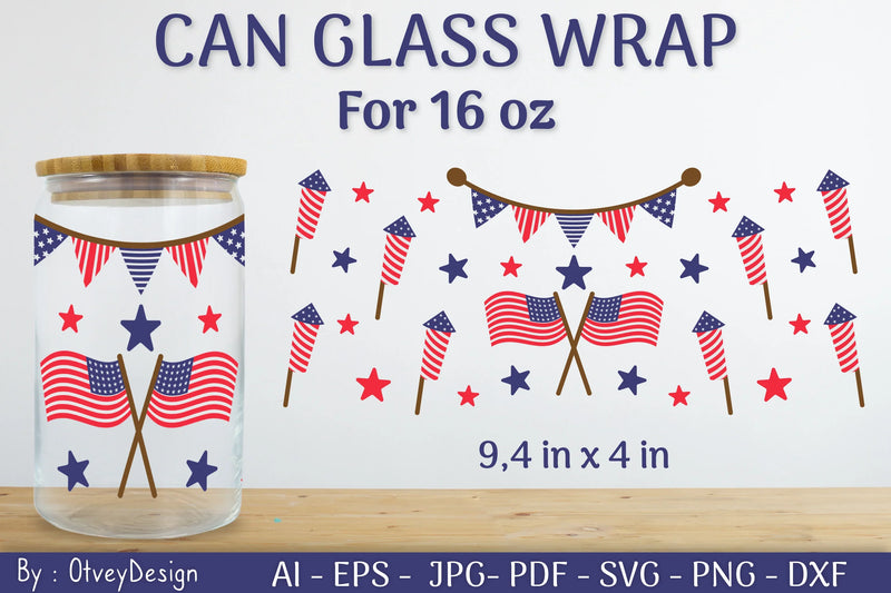 Patriotic 16 oz Can Glass Warp SVG Bundle - CraftNest - Digital Crafting and Art