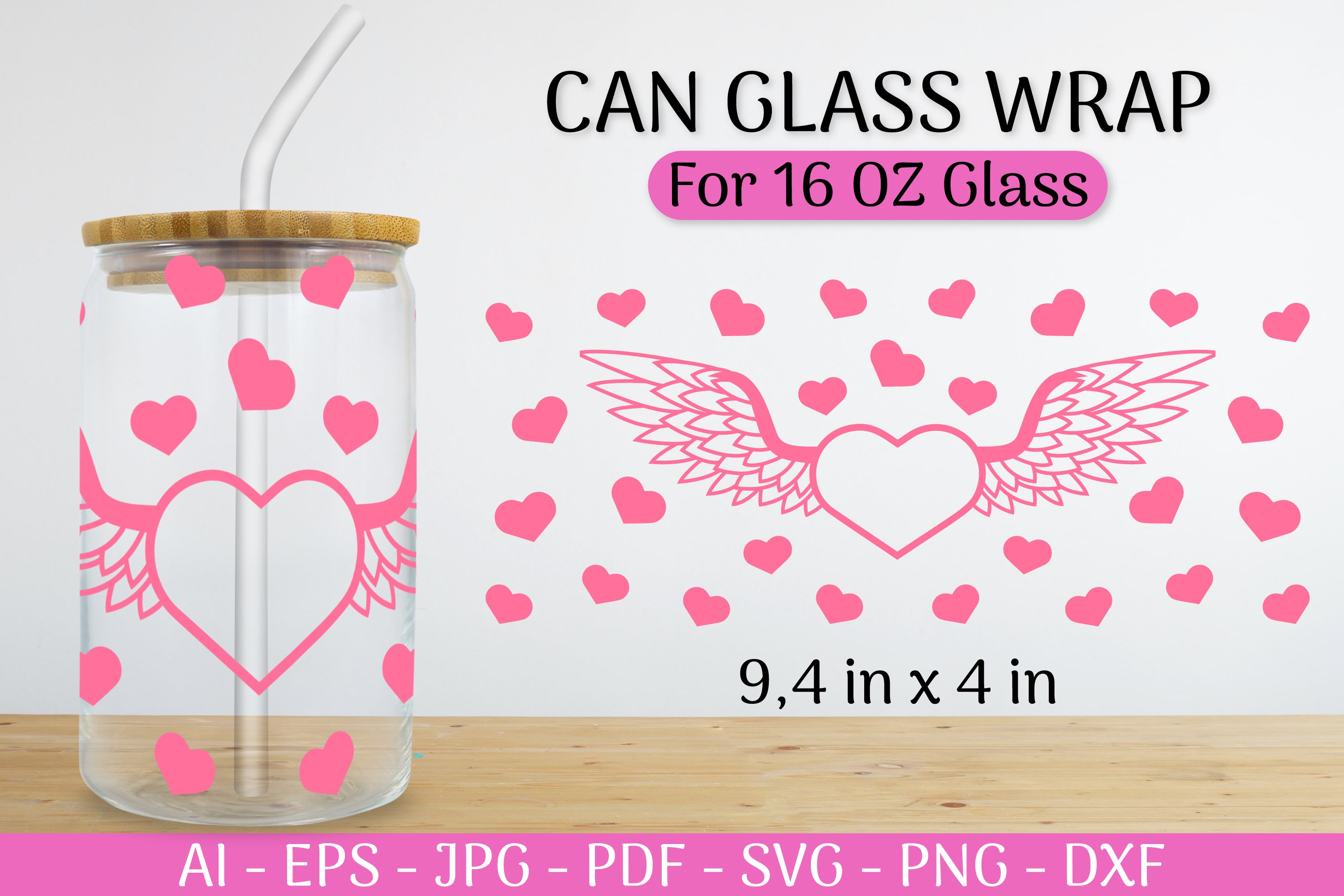 Valentine's Can Glass Wrap SVG Bundle