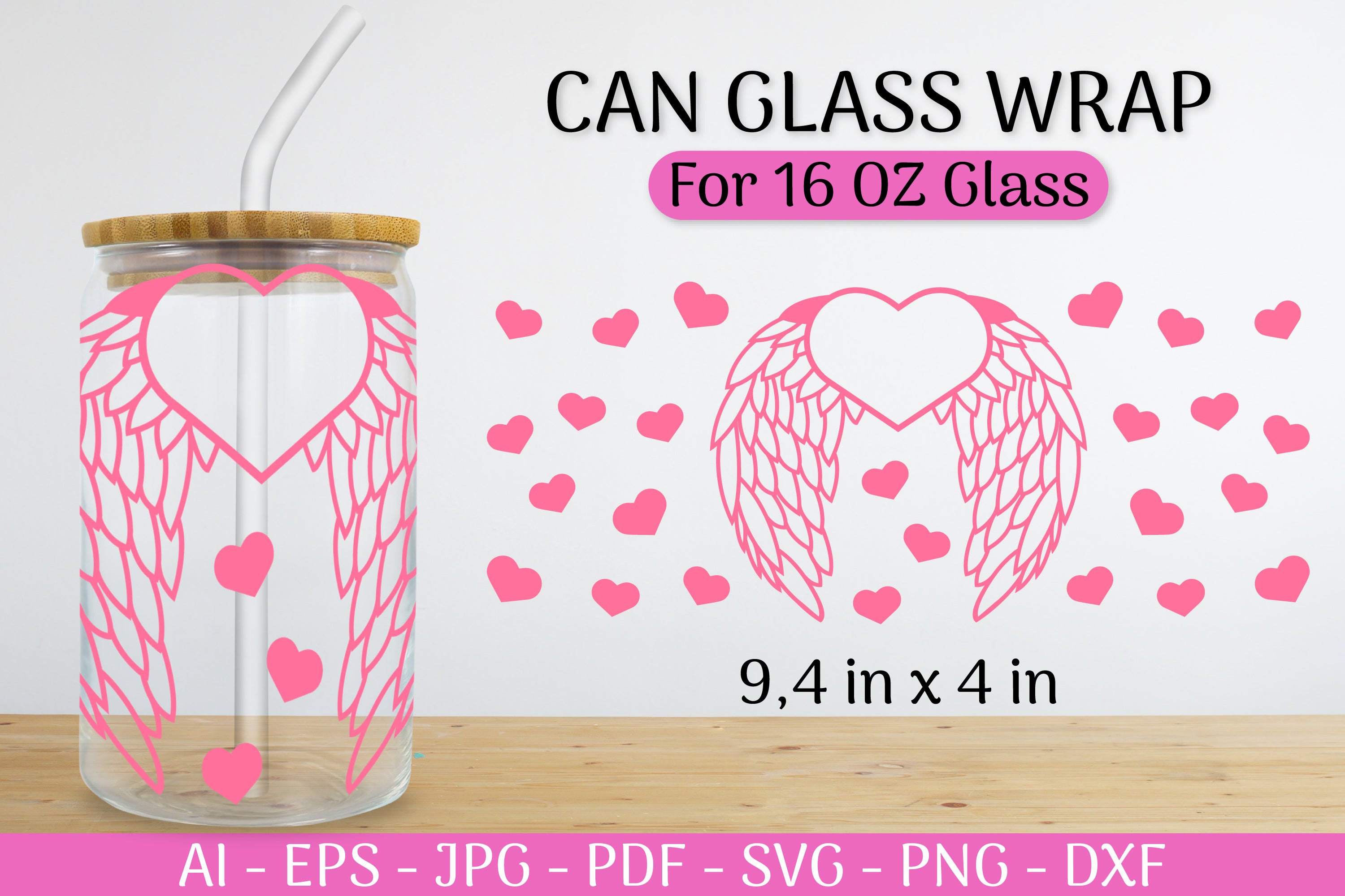 Valentine's Can Glass Wrap SVG Bundle