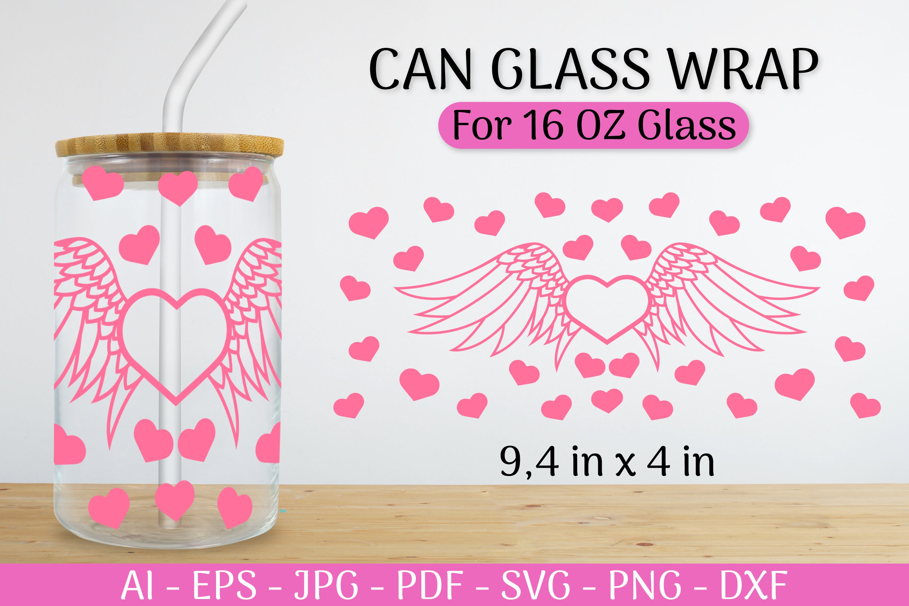 Valentine's Can Glass Wrap SVG Bundle