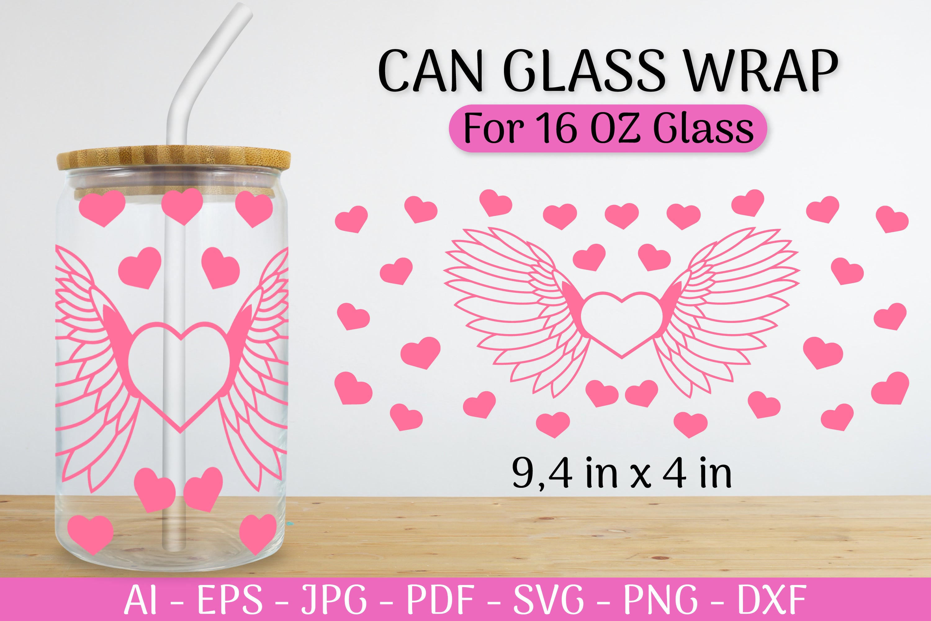 Valentine's Can Glass Wrap SVG Bundle