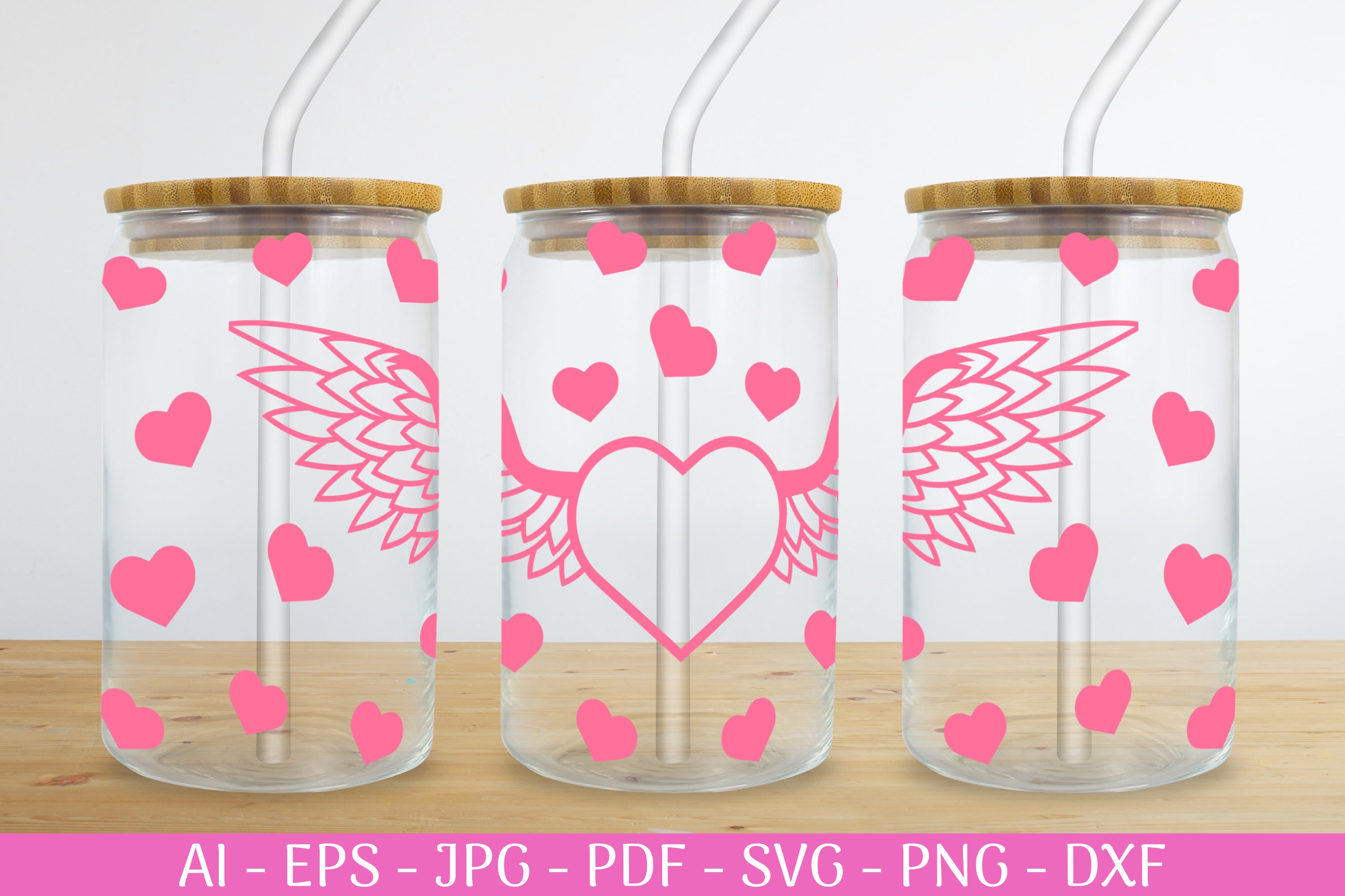 Valentine's Can Glass Wrap SVG Bundle