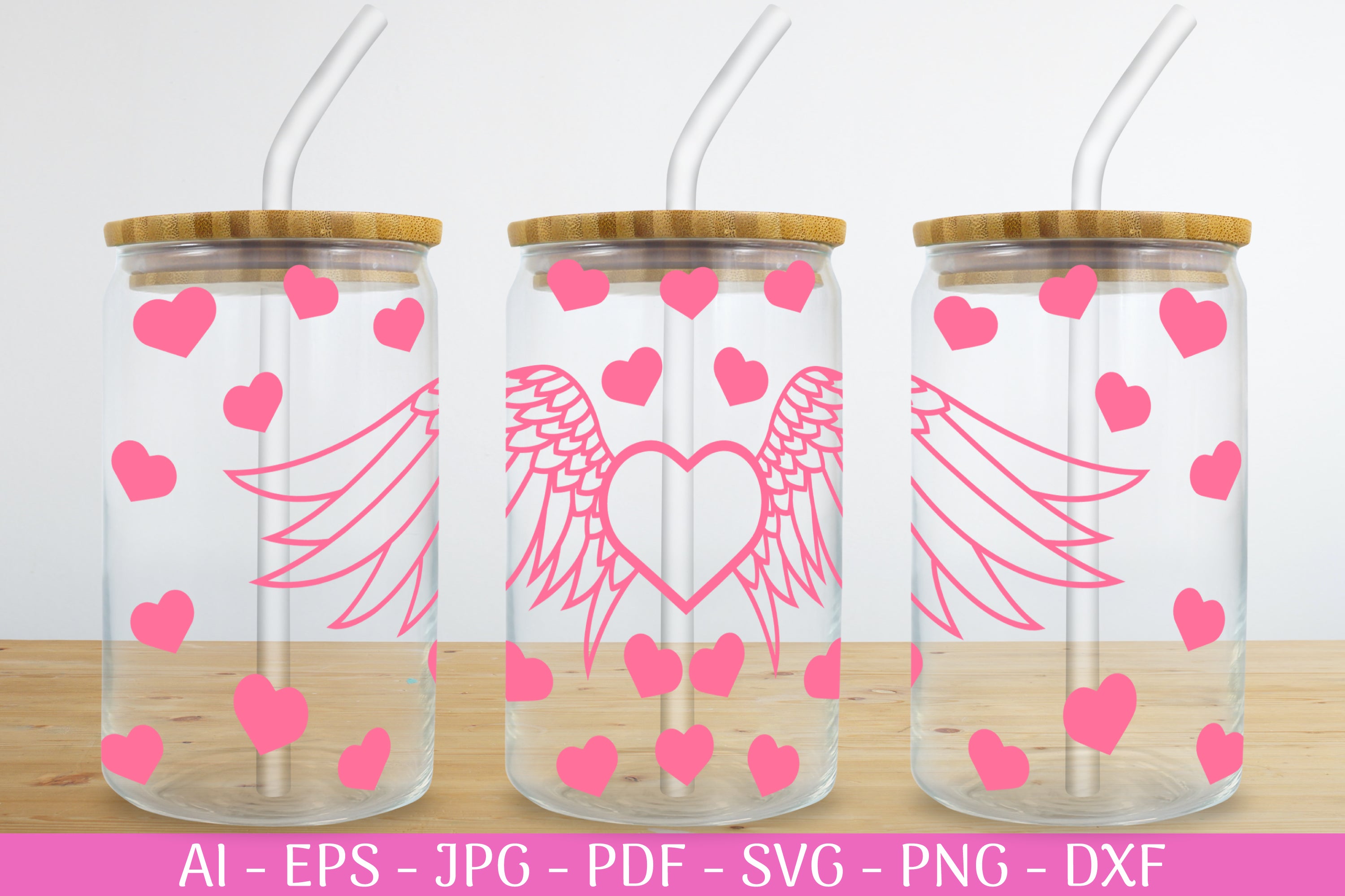 Valentine's Can Glass Wrap SVG Bundle