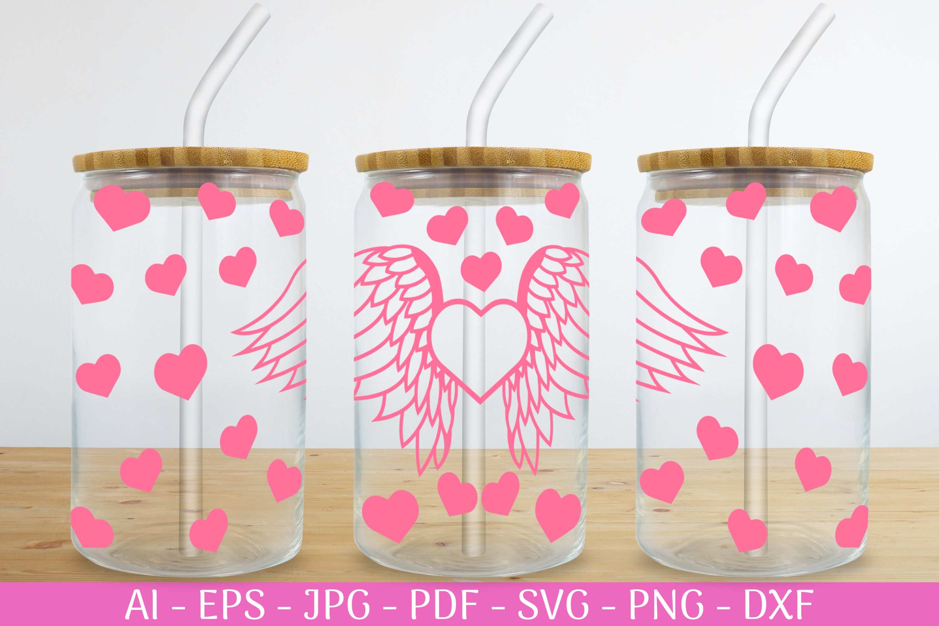 Valentine's Can Glass Wrap SVG Bundle