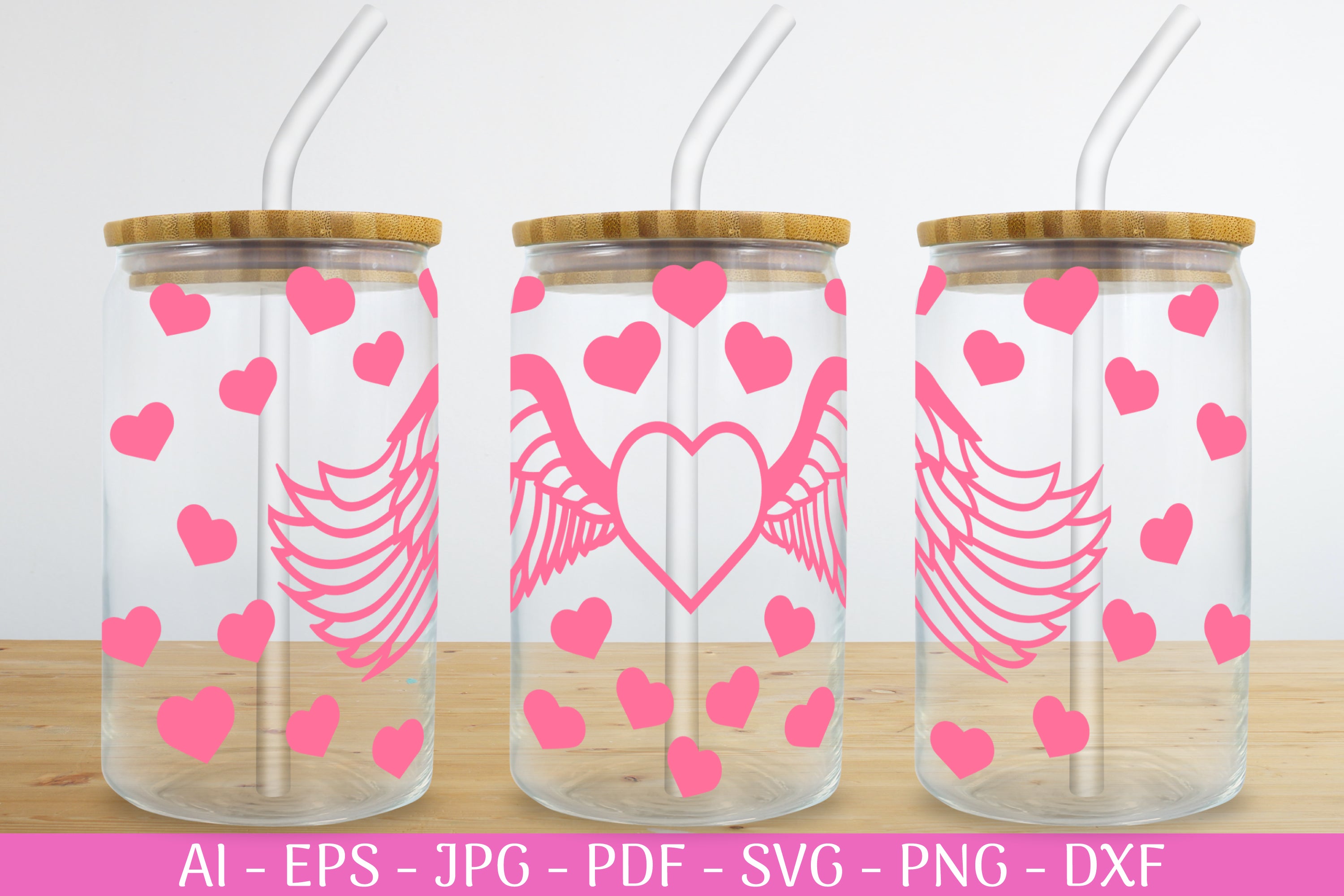 Valentine's Can Glass Wrap SVG Bundle