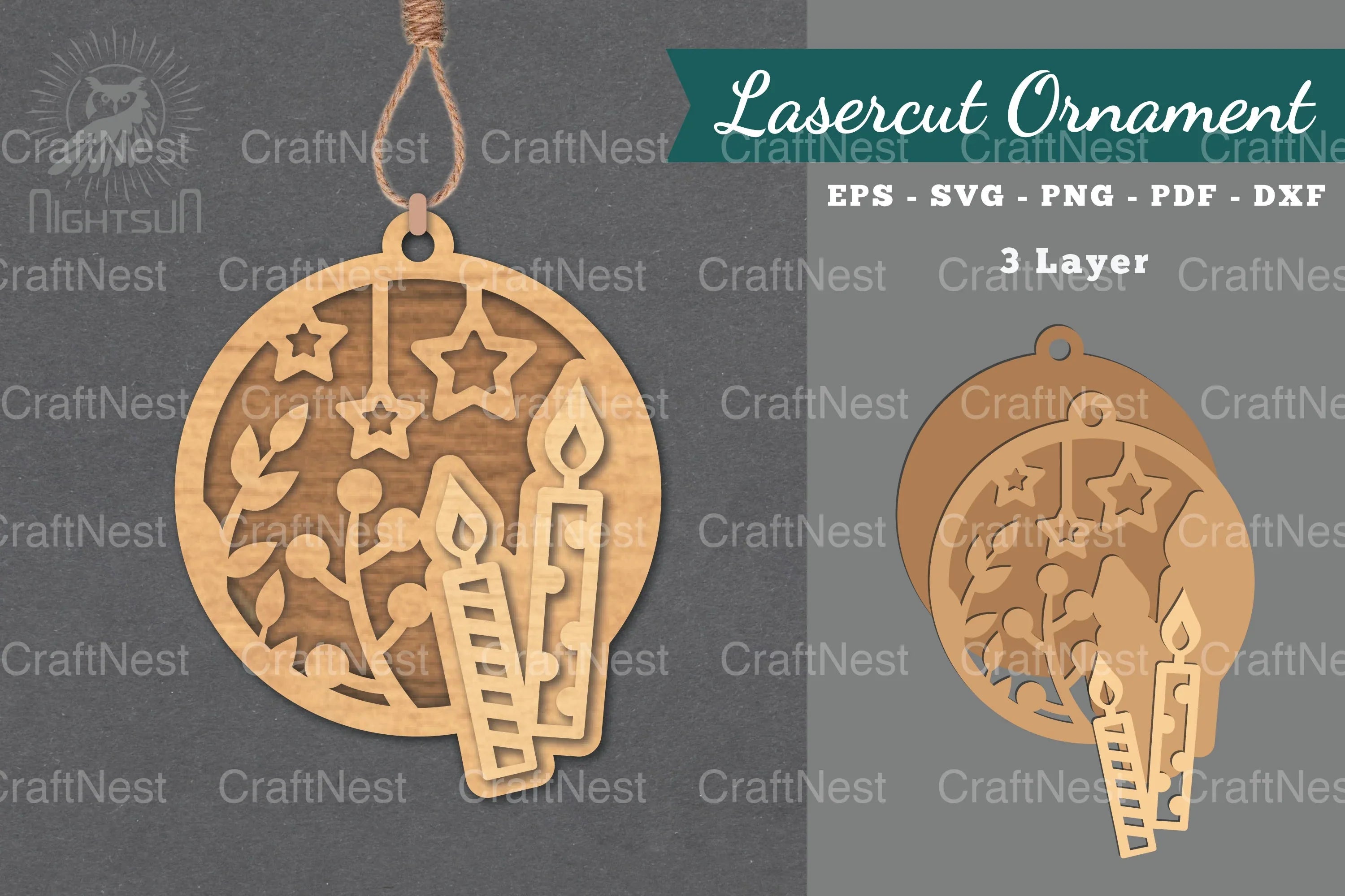 Candle Laser Cut Ornament SVG Bundle - CraftNest - Digital Crafting and Art