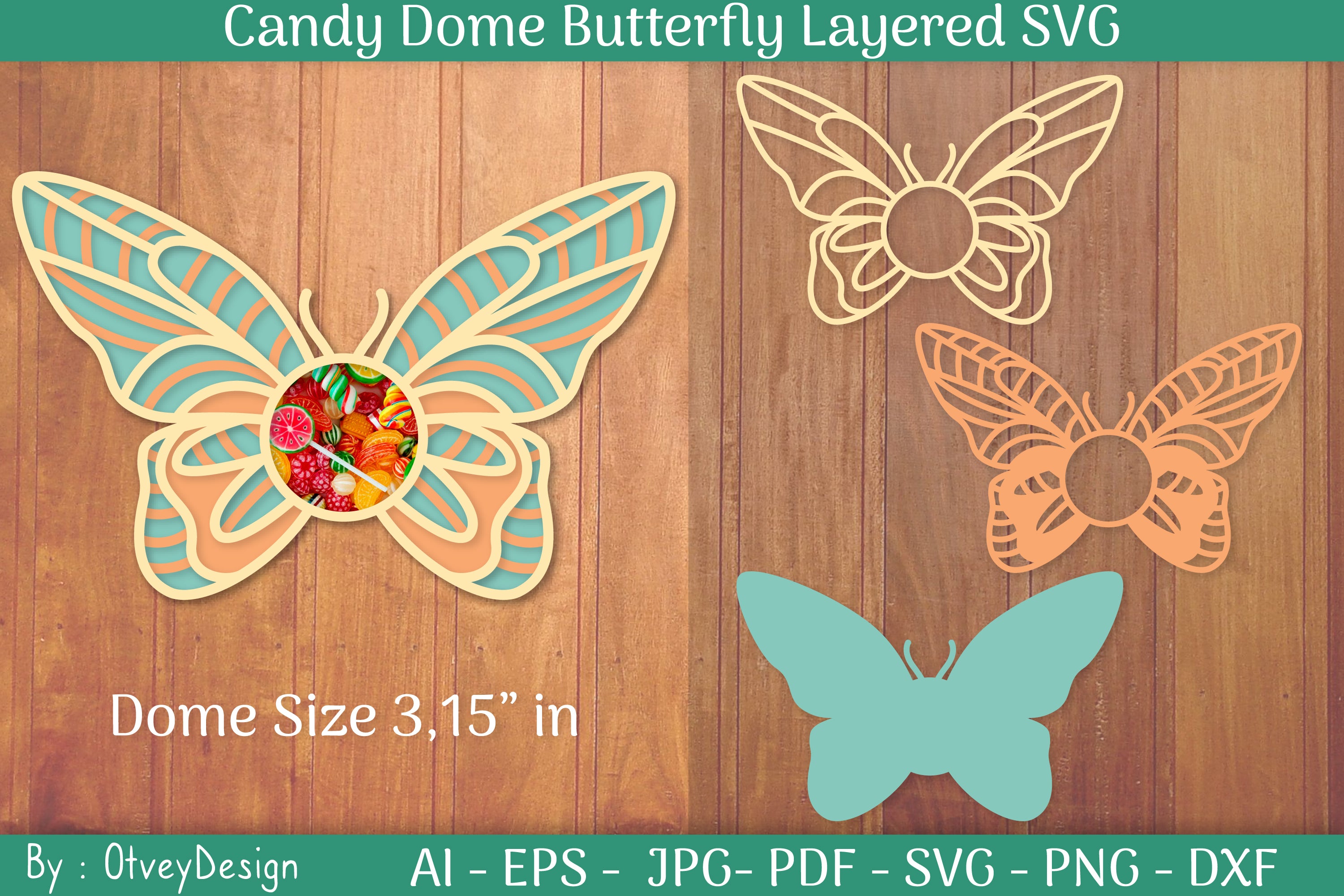 Candy Dome Butterfly Layered SVG Bundle