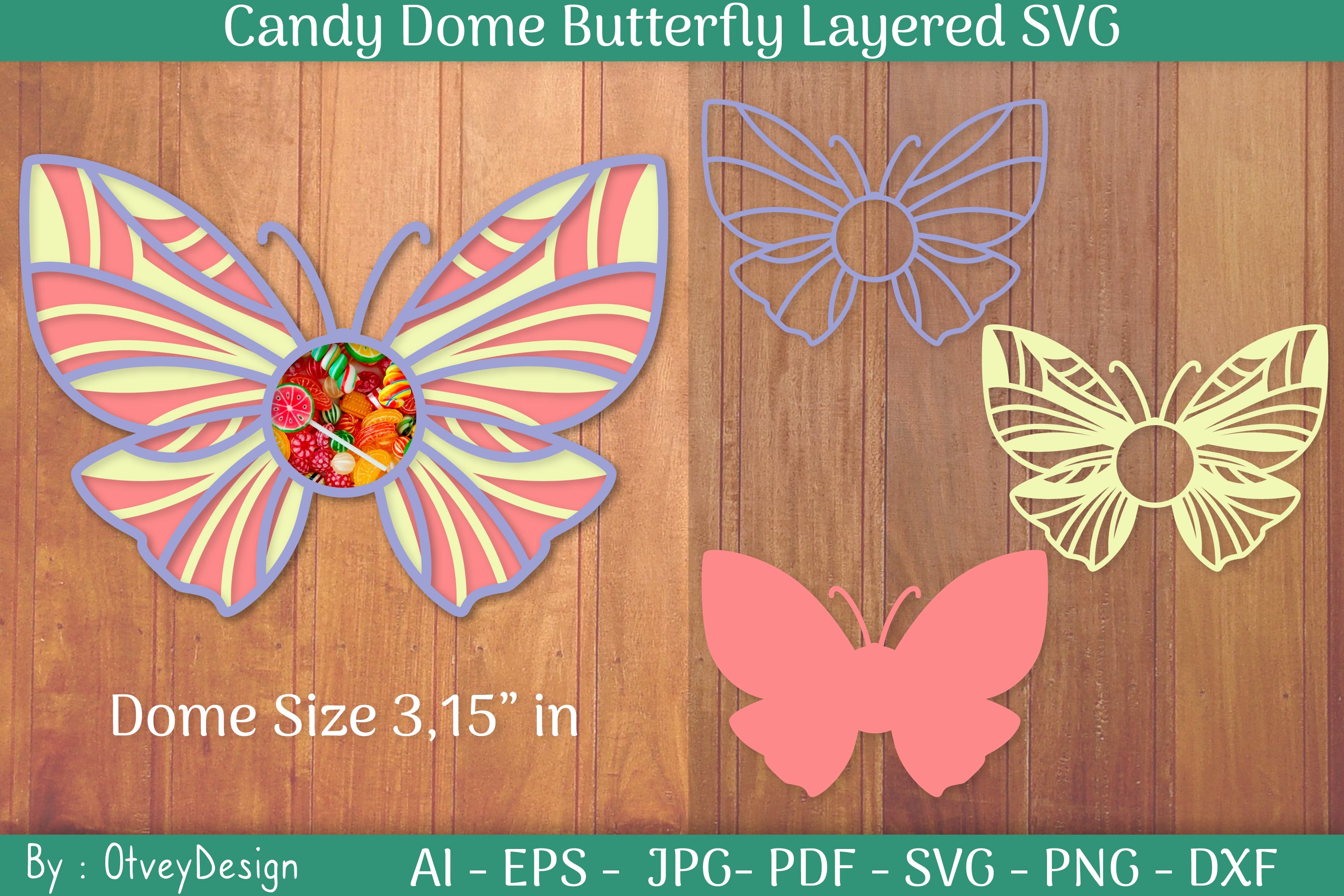 Candy Dome Butterfly Layered SVG Bundle