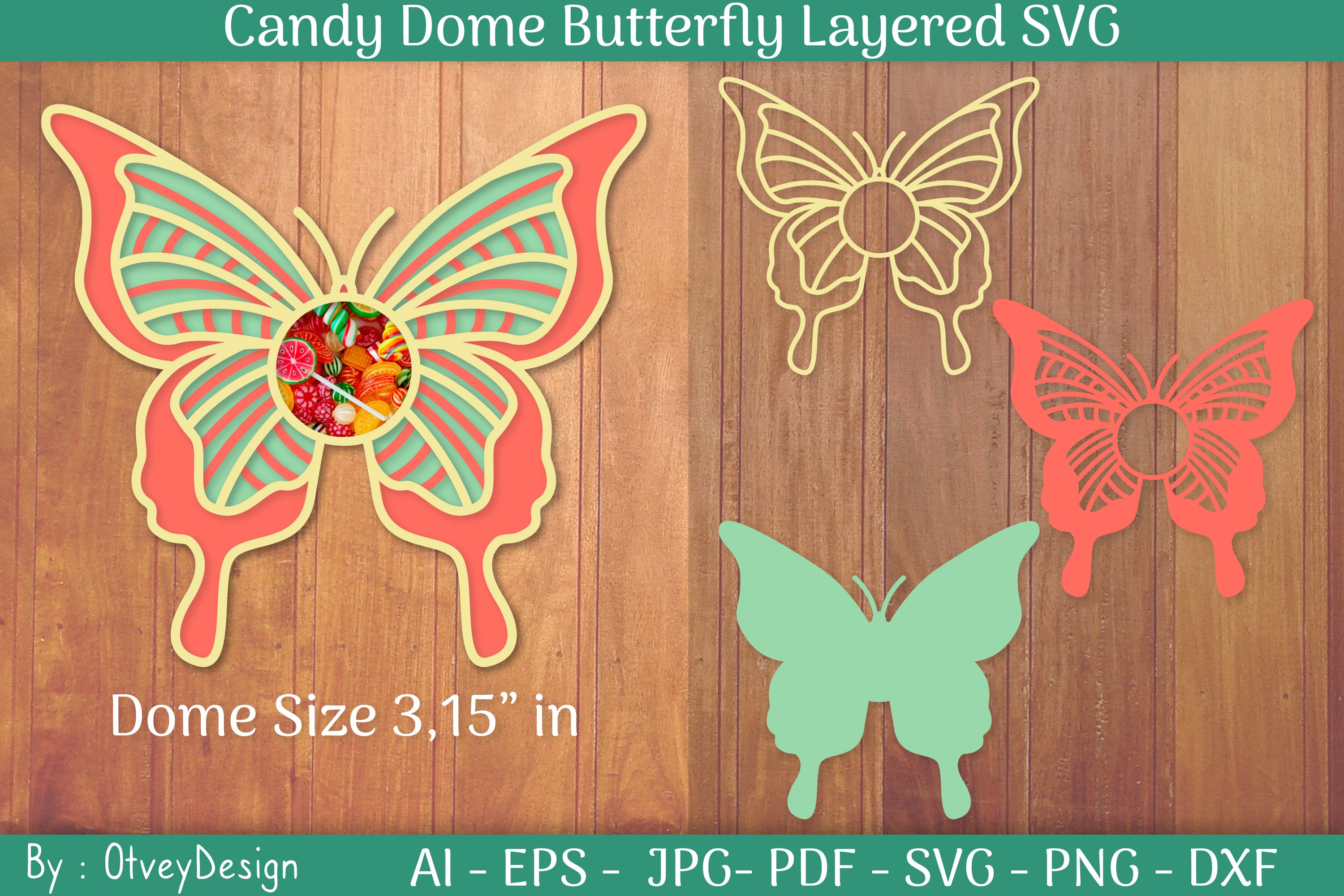 Candy Dome Butterfly Layered SVG Bundle