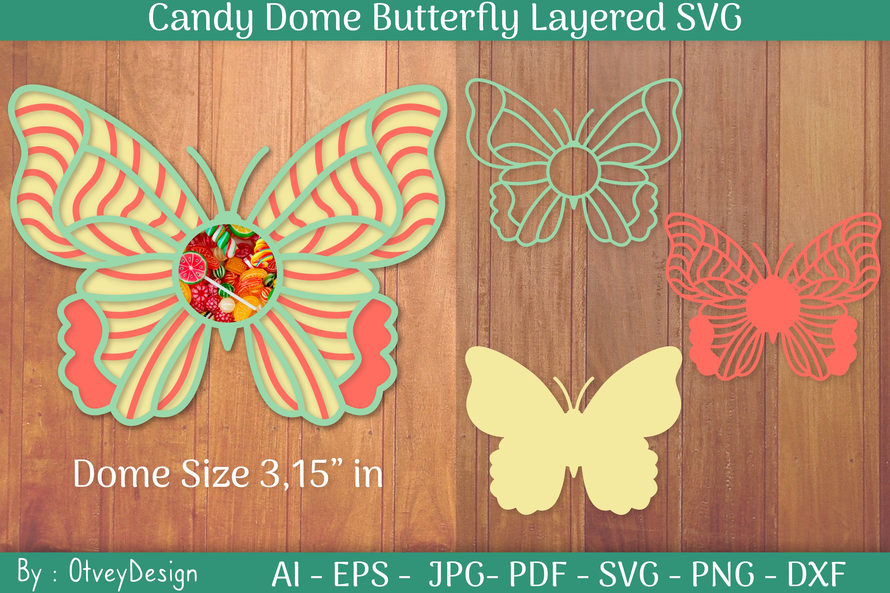 Candy Dome Butterfly Layered SVG Bundle