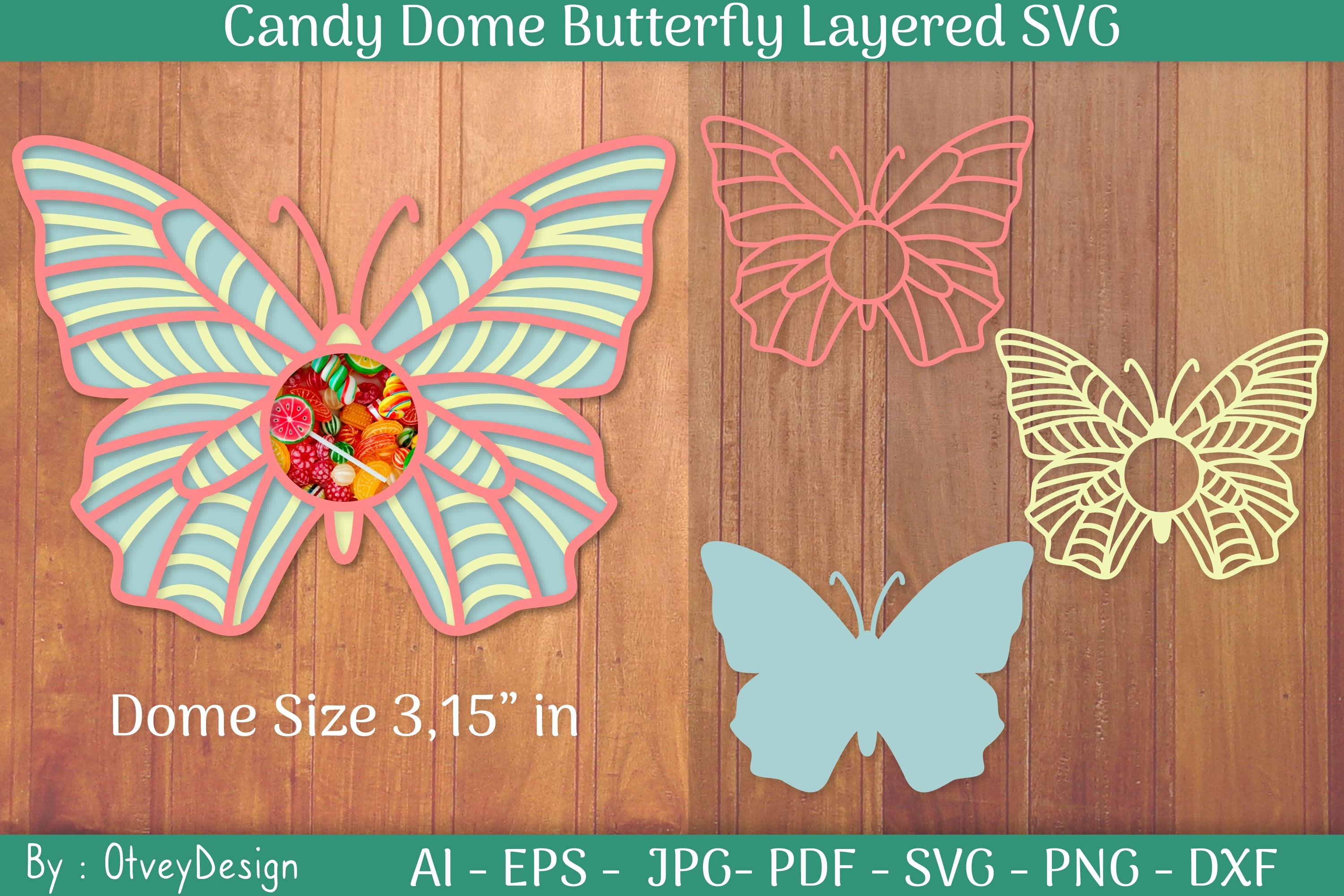 Candy Dome Butterfly Layered SVG Bundle